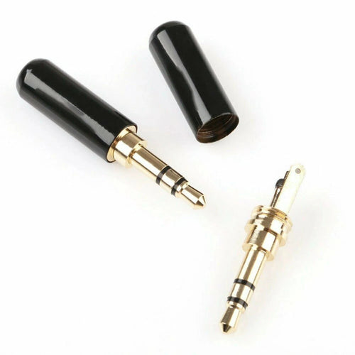3Pcs 3.5mm Gold Plated Copper Male Stereo Mini Jack Plug Soldering Connector