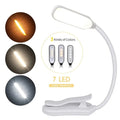 7 LED Book Light - USB Rechargeable, 3-Level Adjustable Clip-on Reading Lamp