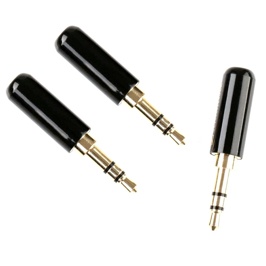 3Pcs 3.5mm Gold Plated Copper Male Stereo Mini Jack Plug Soldering Connector