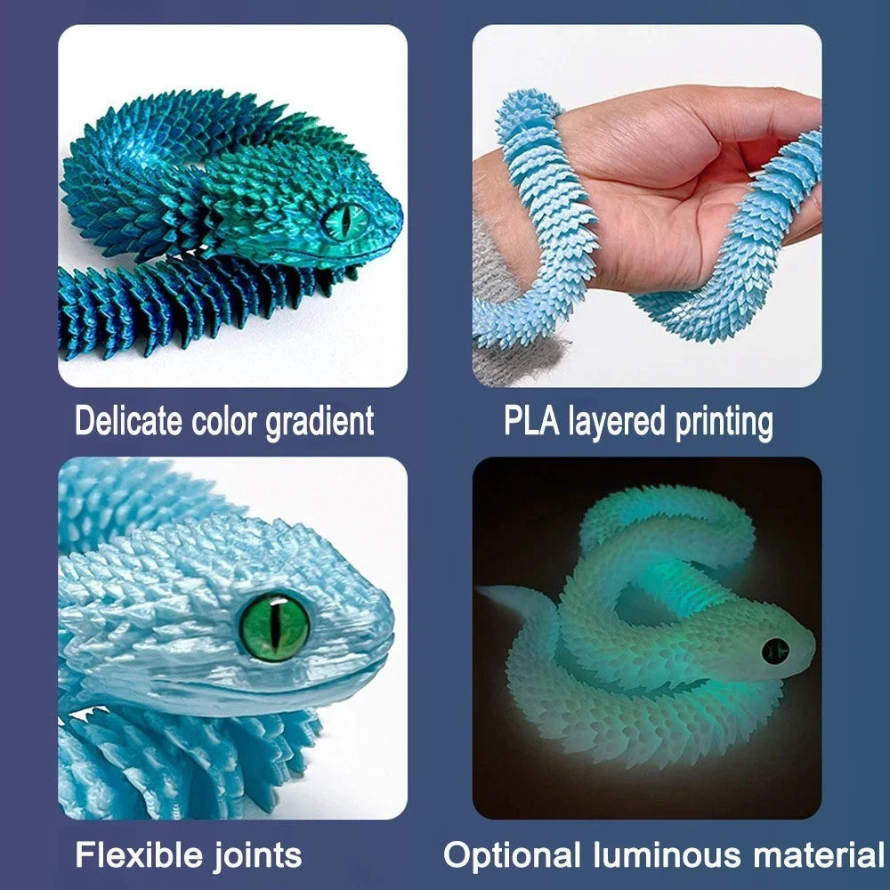 3D Printed Articulated Snake Crystal-Like Movable Snake–Realistic Slithering